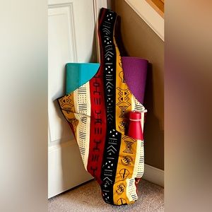Yoga Mat Bag Ankara Print | zipper pocket | water bottle pocket